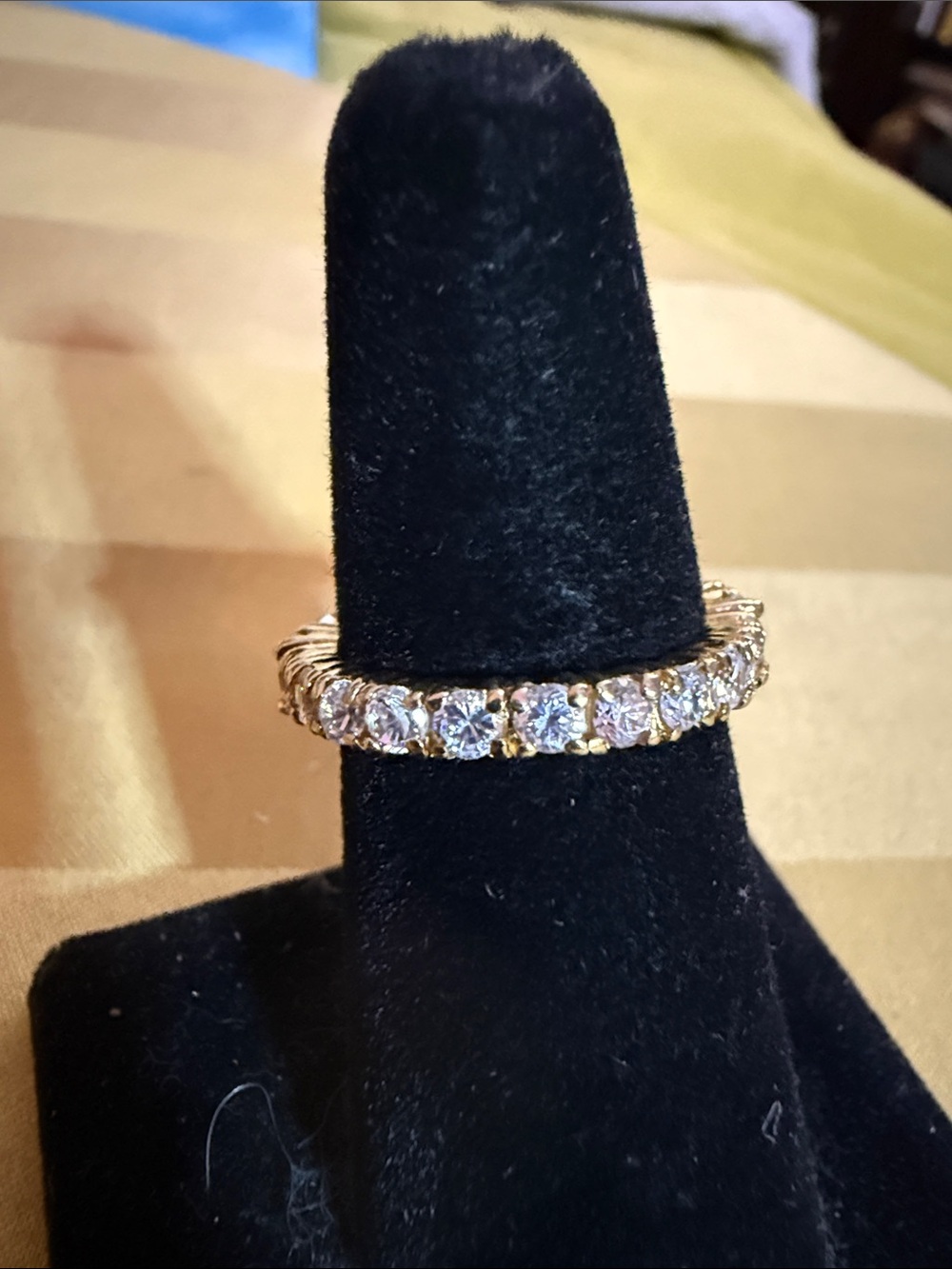 Gold-Plated Women's Cubic Zirconia graduating eternity band Ring - Picture 2 of 3